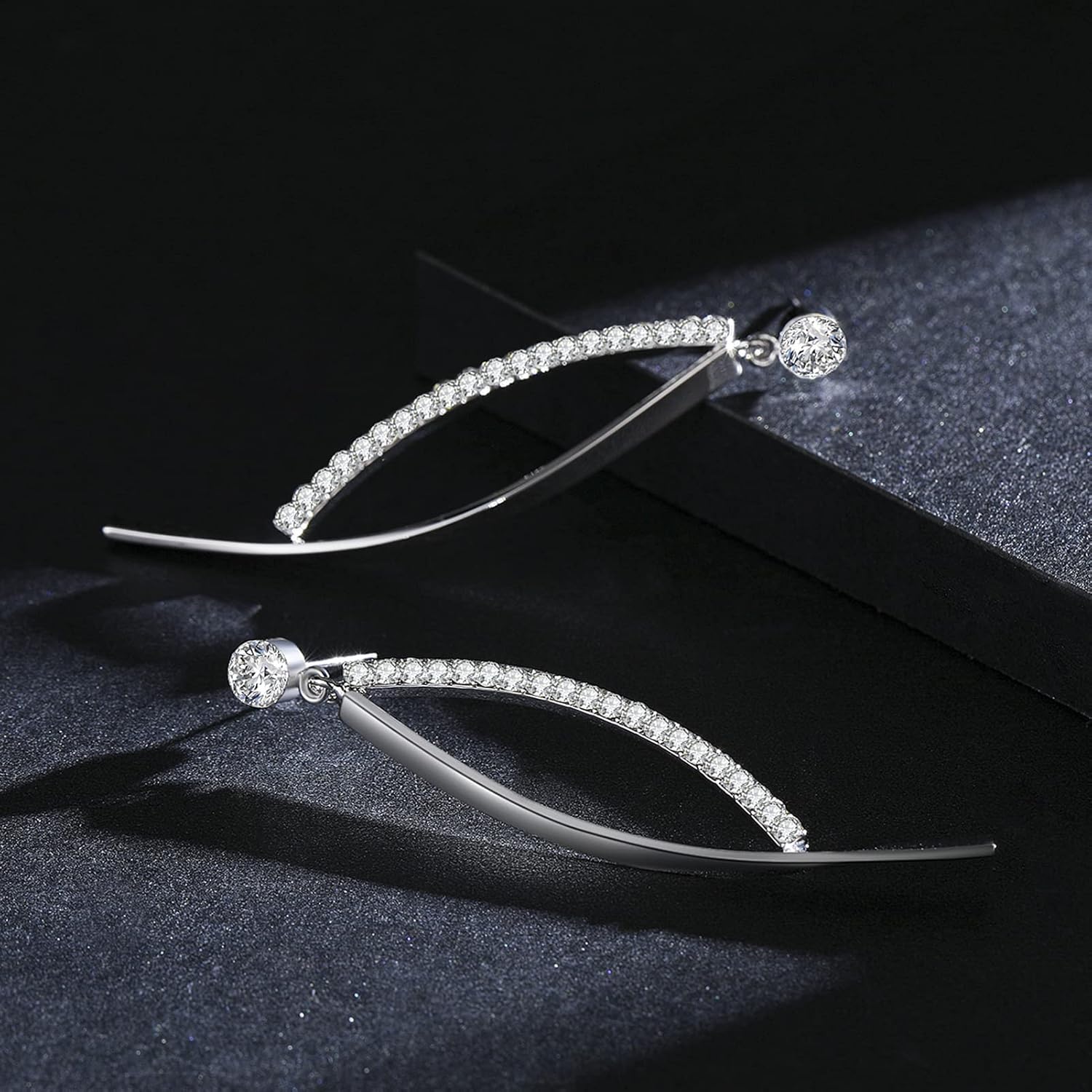 SBLING Platinum-Plated or 18K Gold Plated or 18K Rose Gold Plated Cubic Zirconia Drop Earrings - Image 3