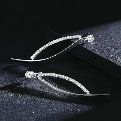 Miniatura 3 de SBLING Aretes colgantes chapados en platino o chapado en oro de 18 quilates o chapado en oro rosa de 18 quilates con circonita cúbica