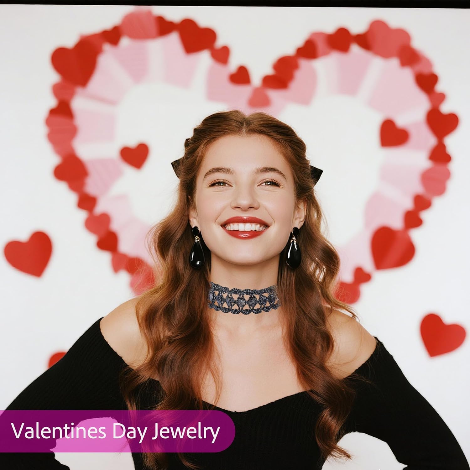 Rhinestone Crystal Choker Necklace - Valentines Day Gifts Costume Jewelry for Women- Chunky Elegant Flower Wide Necklaces Wedding Jewelry - Image 6