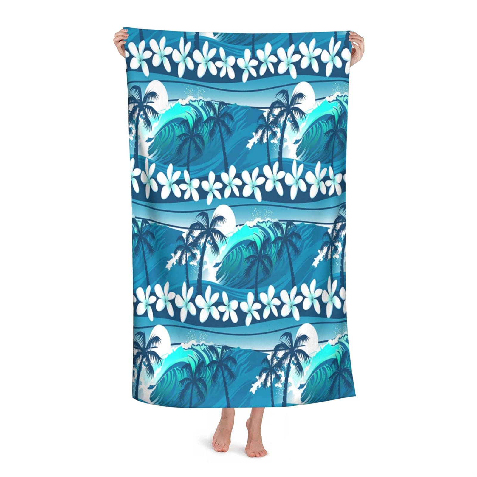 LSRCPD Surfing With Palm Trees Beach Towel Highly Absorbent Microfiber Beach Blanket Soft Bath Towels 80 x 130 cm