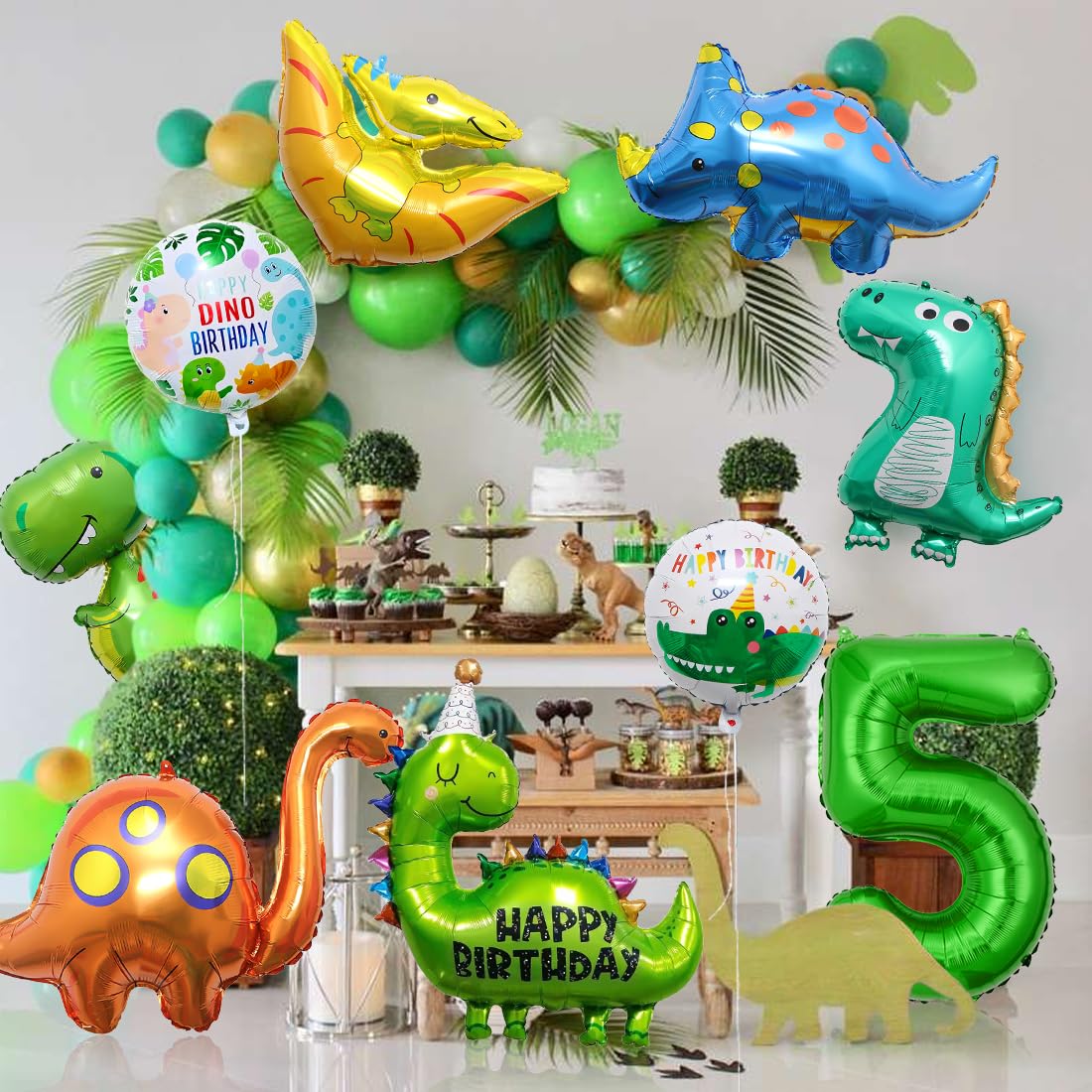 Verjaardagsdecoratie, dinosaurus, 6 jaar, serviesset en ballonnen voor jongens, dino party Verjaardagsdecoratie, dinosaurus, 6 jaar, serviesset en ballonnen voor jongens, dino party