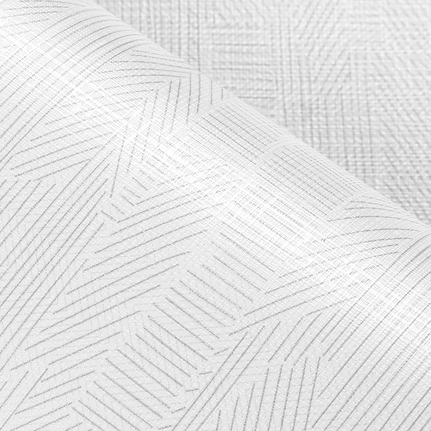 FunStick 40CM×12M Textured Vinyl Wallpaper White Grey Kitchen Wallpaper Patterned Vinyl Wrap for Furniture Grey and White Sticky Back Plastic Roll for Shelves Washable Grey and White Stripe Wallpaper - Image 4
