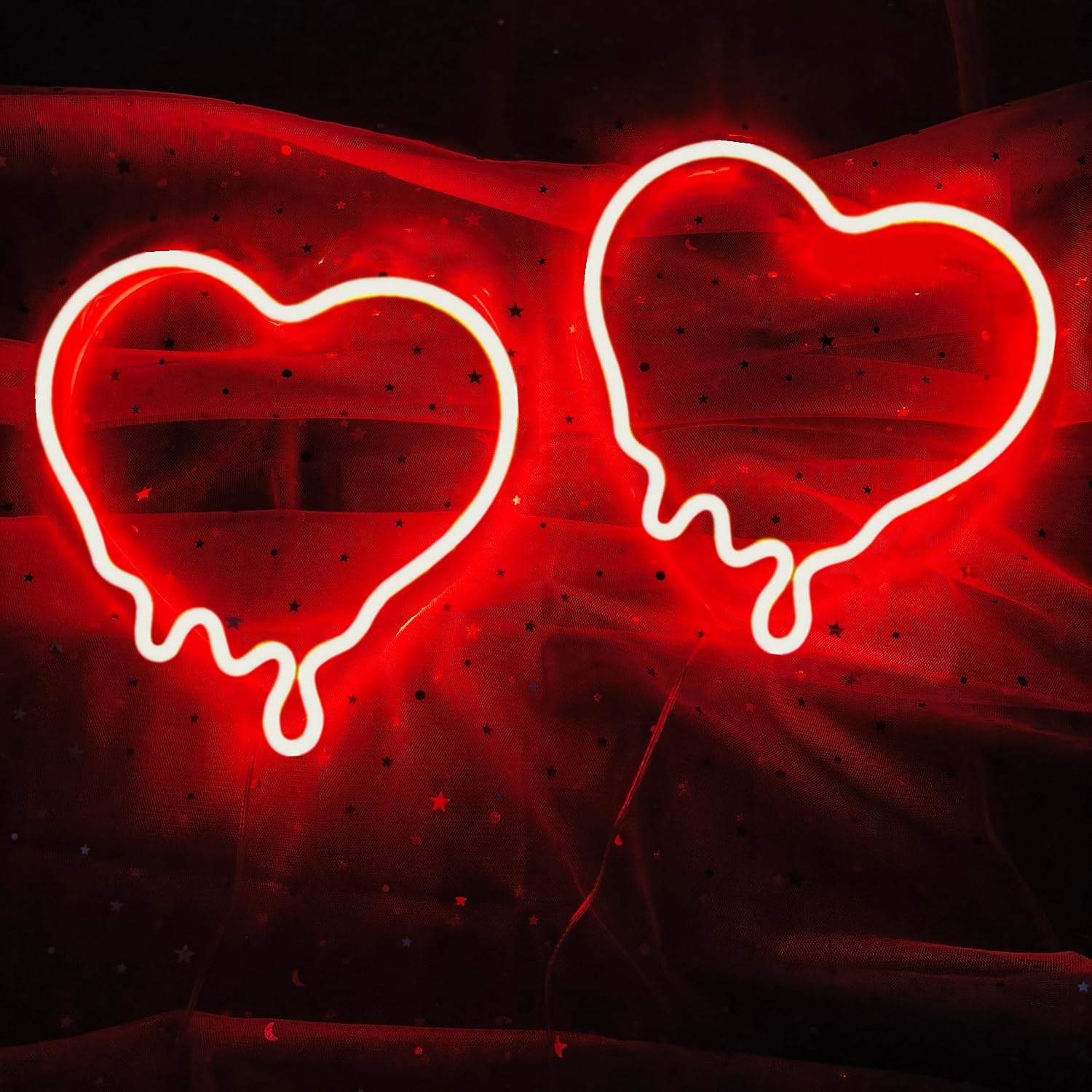 Heart Neon Light Signs for Preppy Colleage Dorm Girls Women Bedroom Wall Decor,3x AA Battery Powered or USB Powered LED Love Heart Light up Sign for Valentine's Day Wedding Proposal Birthday Gifts