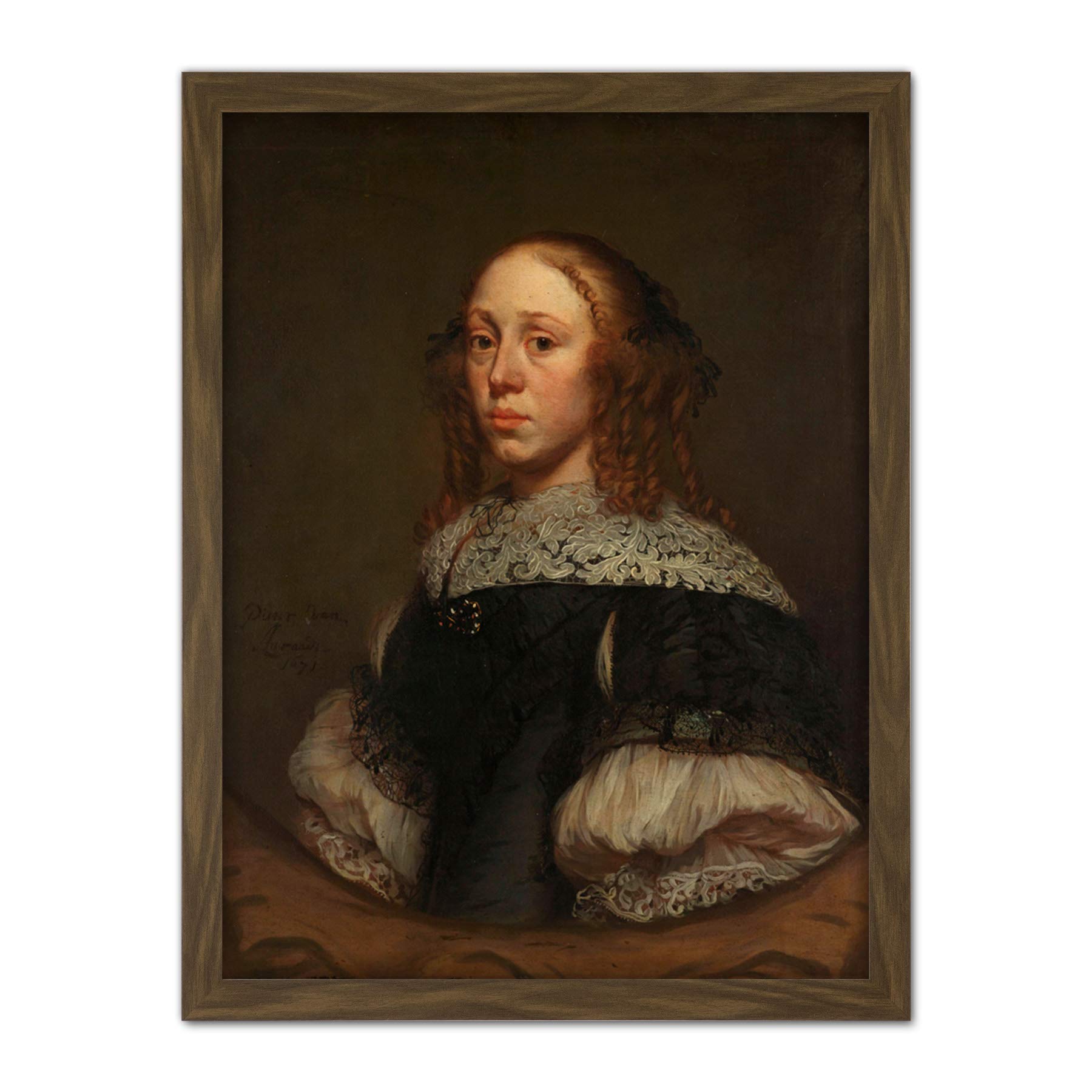 Artery8 Van Anraedt Portrait Of A Woman Painting Artwork Framed Wall Art Print 18X24 Inch