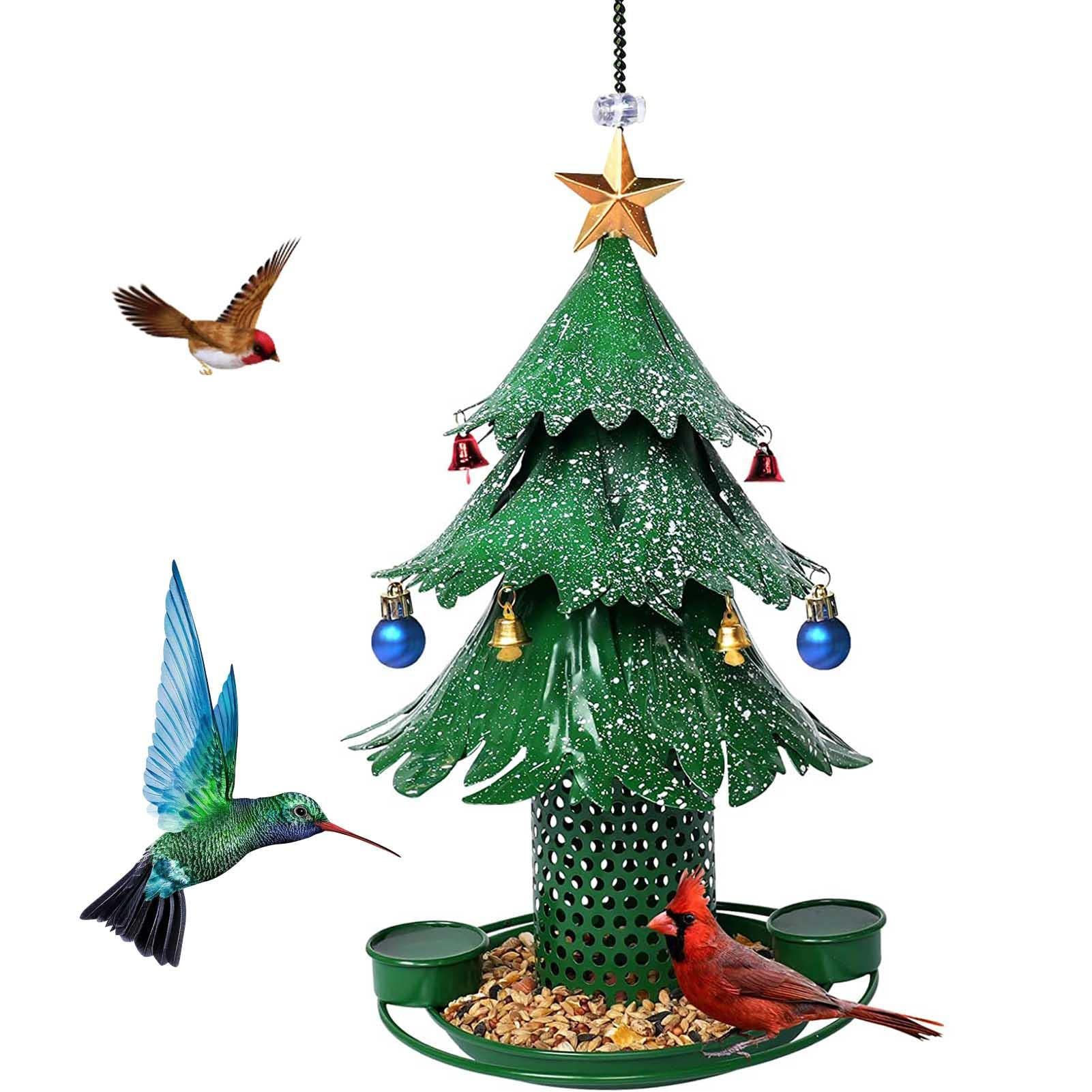 XTRANSF Bird Feeders | Christmas Tree Wild Bird Feeders with Drainage Hole and Weight-Bearing Perches - Wild Bird Feeders Gift for Merry Christmas Garden Yard Decorations
