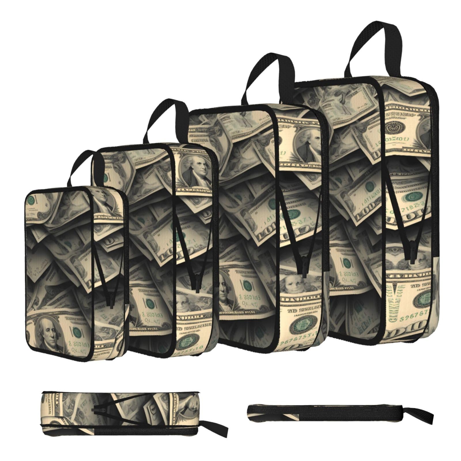 Sxzvvbn Black Lots Of Dollars Compression Packing Cubes 4 Piece Set