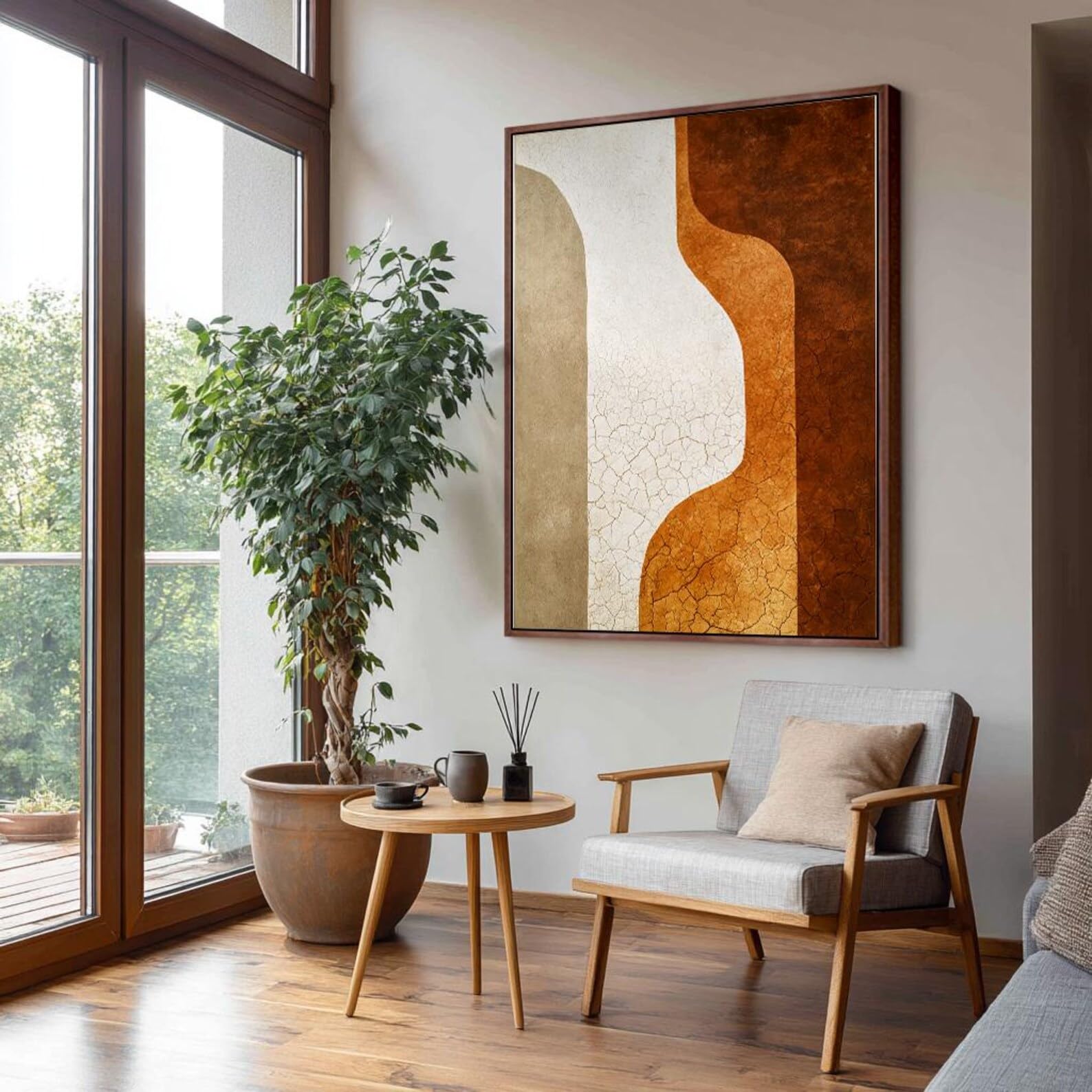 Hallway Decor, Japandi Canvas Wall Art, Portrait Wabi Sabi Abstract Painting, Large Size Picture，For Kid Room Home Decor(70x100cm/Frameless)