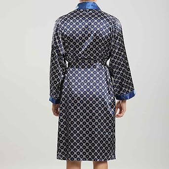 Silk Robe for Men Big and Tall Long Sleeve and Shorts 2 Piece Pajama Set Cozy Soft Lounge Kimono Spa Bathrobe
