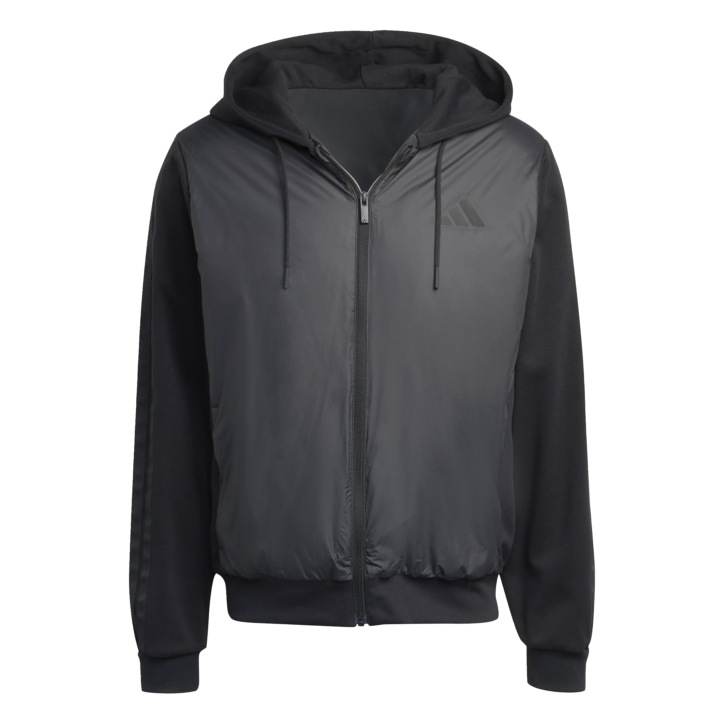 adidas Men's Essentials CLIMAWARM 3 Stripes Insulated Hooded Hybrid Jackets, black, 3XL