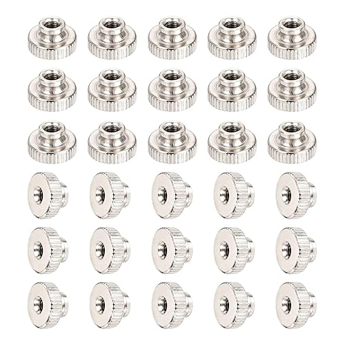 Miniatura 10 de uxcell Tuercas moleteadas, 10 piezas de perillas redondas de hierro M4x0.0.276 in para piezas de impresora 3D, tono plateado