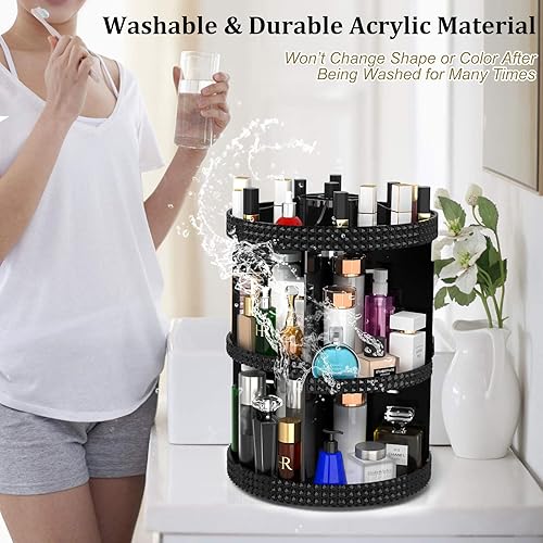 Vista 64 de Awenia Organizador de maquillaje giratorio de 360 grados, almacenamiento ajustable de maquillaje, 7 bandejas de gran capacidad, unidad