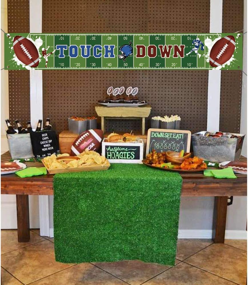 Large Football Themed Birthday Party Banner, Sunday Game Day Sports Fan Supplies, Football Photo Backdrop Hanging Decorations （9.8 x 1.5 ft) - Image 6