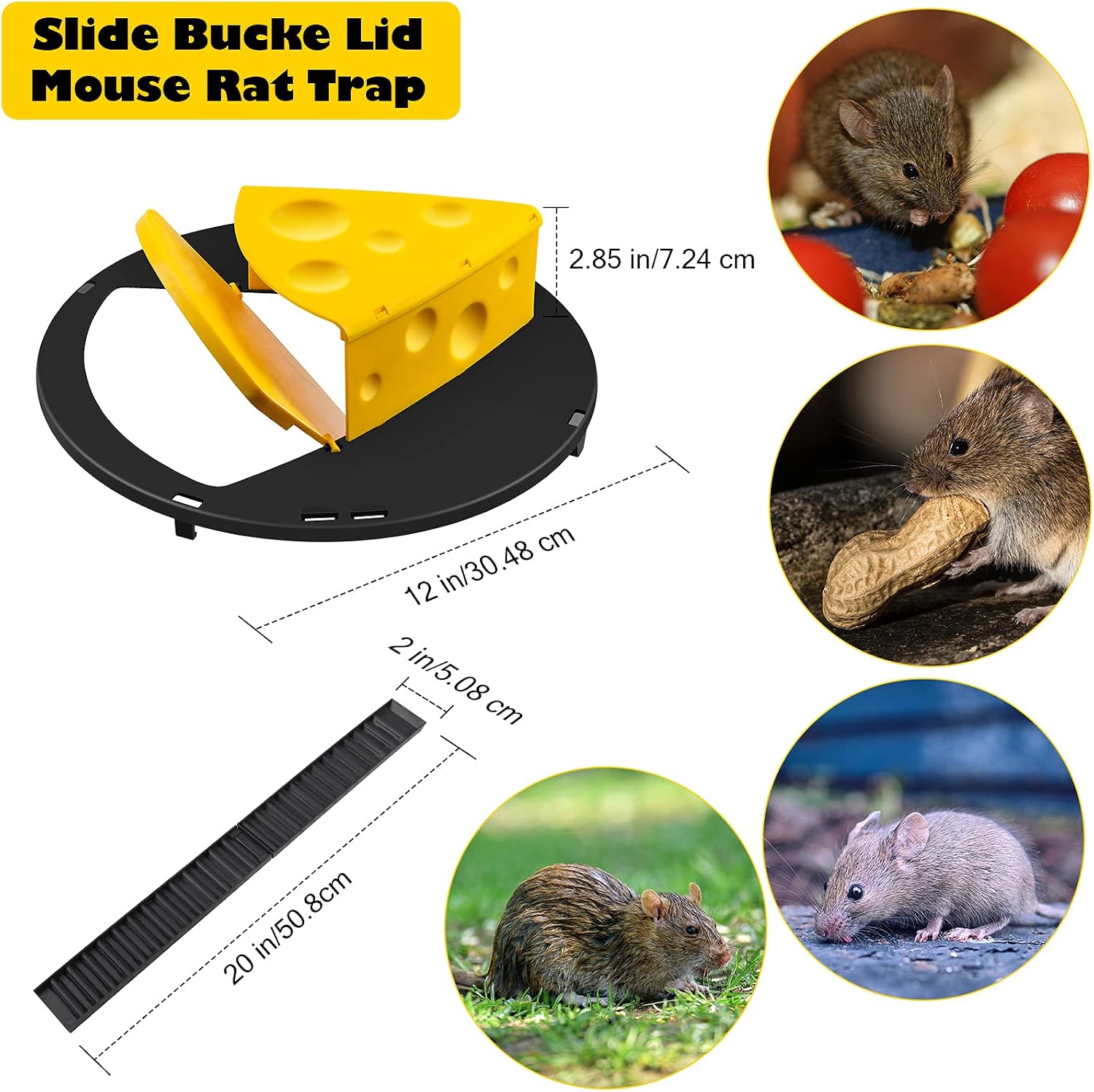Mouse Trap Bucket, Bucket Lid Mouse Trap,Reusable Humane Mouse Traps for House Indoor,Auto Reset Rat Trap Compatible 5 Gallon Bucket (2 Pack)
