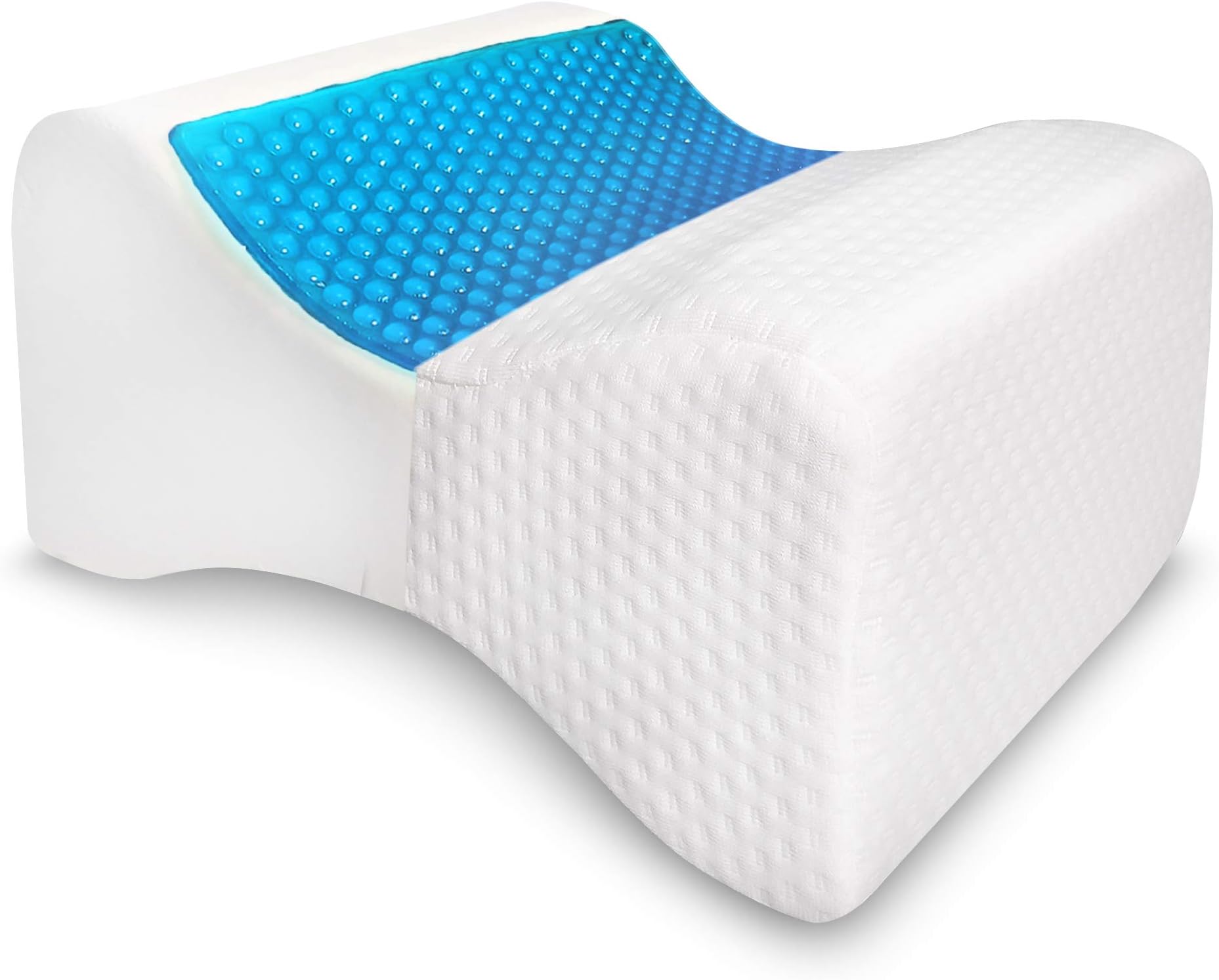 Knee Pillow for Side Sleepers - Contour Legacy Leg Wedge for Sleeping - Sciatica, Hip, Joint and Lower Back Pain Relief - Orthopedic Cooling Gel Memory Foam for Under Knees & Between Legs Support