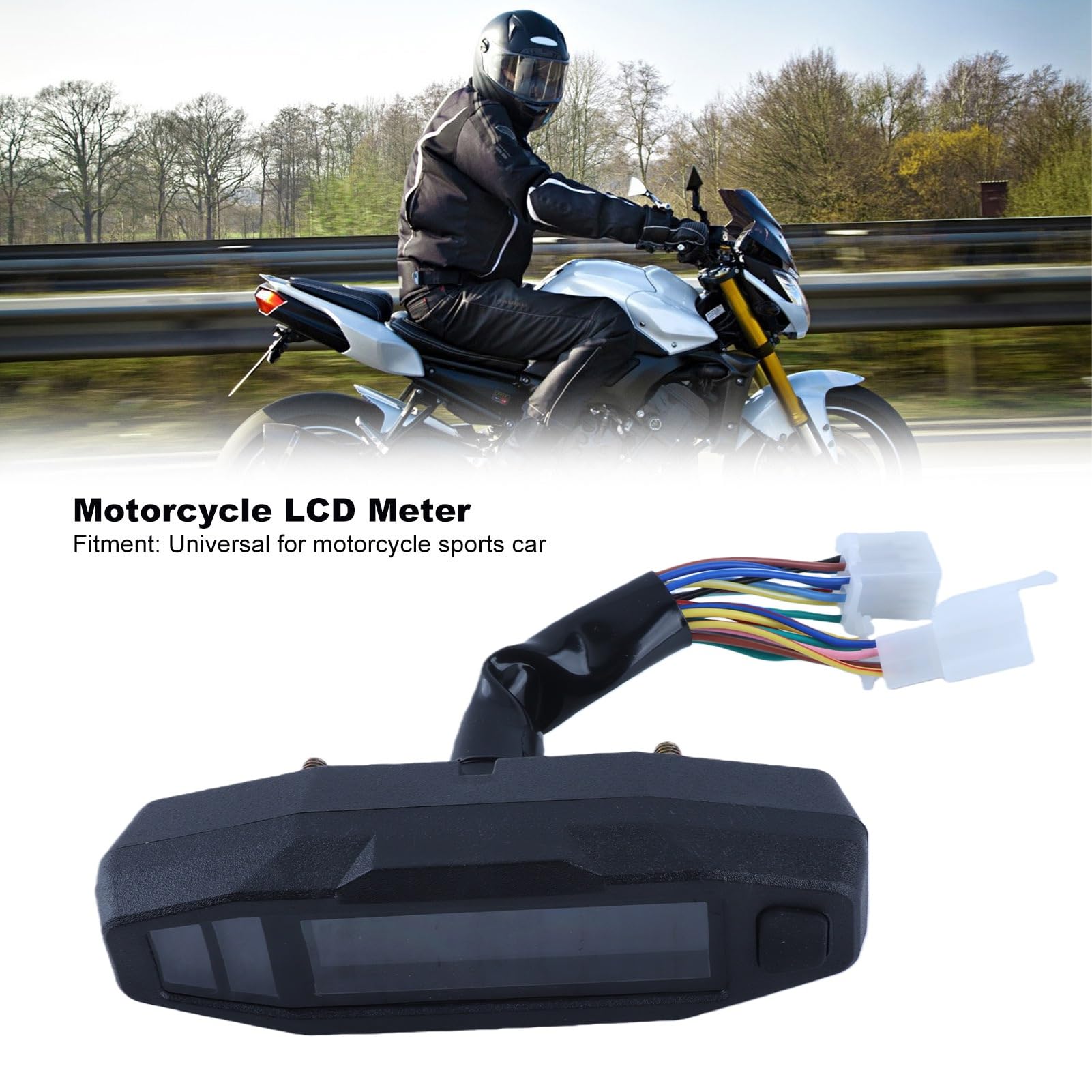 Tachimetro del motociclo, 0-199KM/H 12V Display LCD Digital Speedometer Odometer Fuel Gauge con retroilluminazione, chilometri miglia di commutazione, indicatore digitale