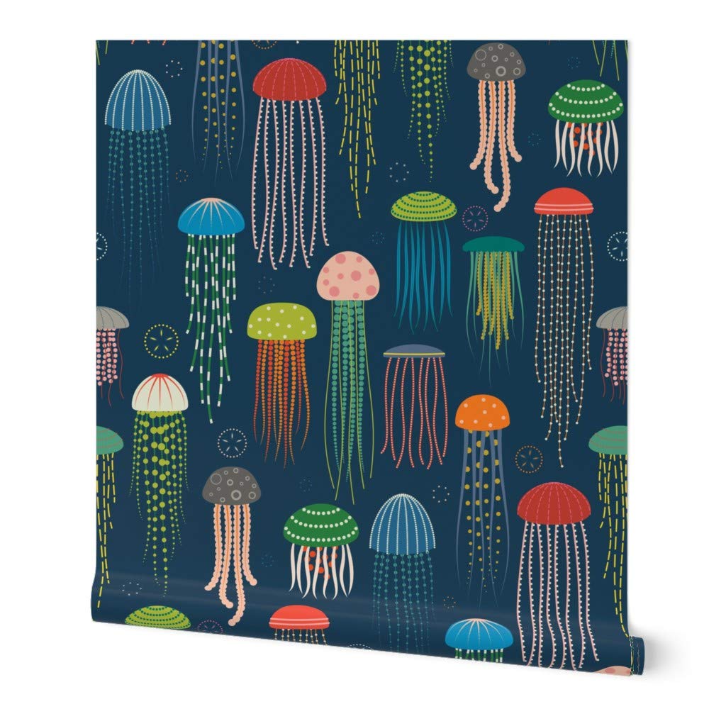Spoonflower Peel & Stick Wallpaper - Ocean Navy Seahorse Nautical Design, Removable, 9ft X 2ft - View #12