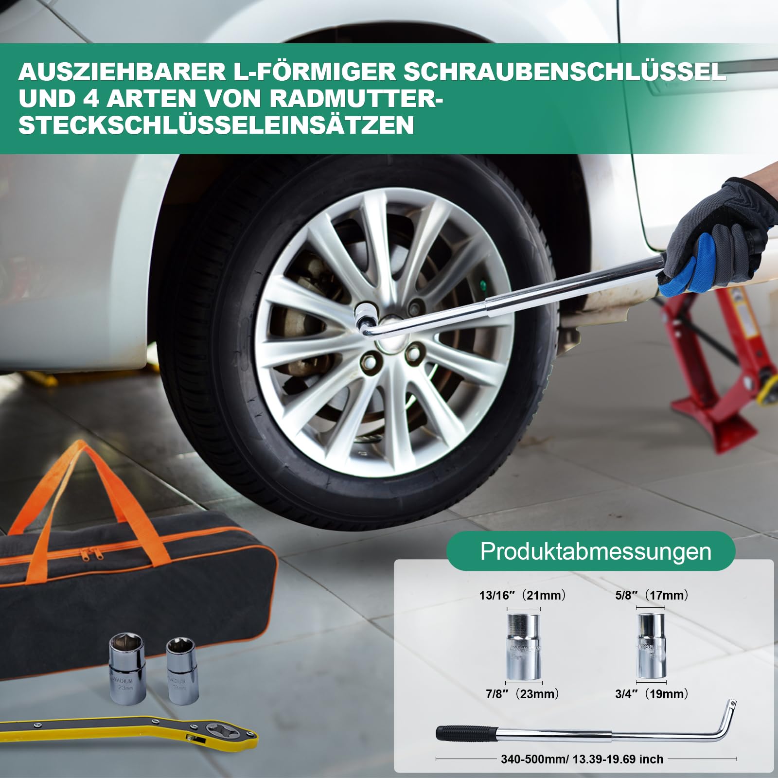 HYCHIKA Scherenheber 3T Wagenheber Auto Tragbar Autoheber Hebebühne 3 Tonnen Hebebereich von 120 mm bis 445 mm, Wagenheber für SUV PKW