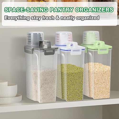 Miniatura 6 de TBMax Recipiente de almacenamiento de cereales para arroz, paquete de 2 unidades, 5 libras, soporte para almacenamiento de alimentos secos con