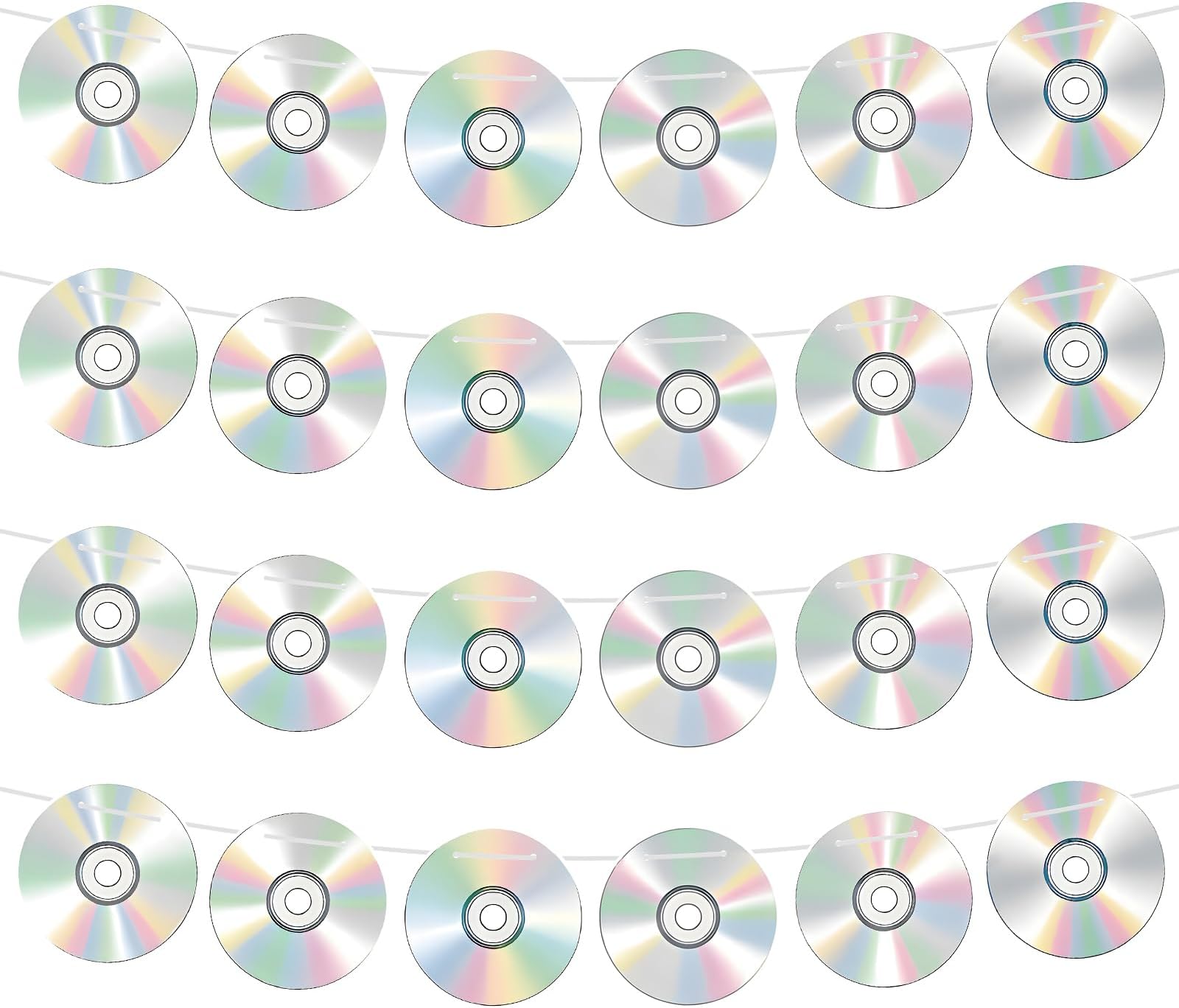 4pcs 90's Party Decorations, Pre-Strung Retro CD Disc Banners Set Music Theme Hanging Garlands Y2K Disco Party Decor for 1990s 2000s Throwback Birthday Baby Shower Supplies