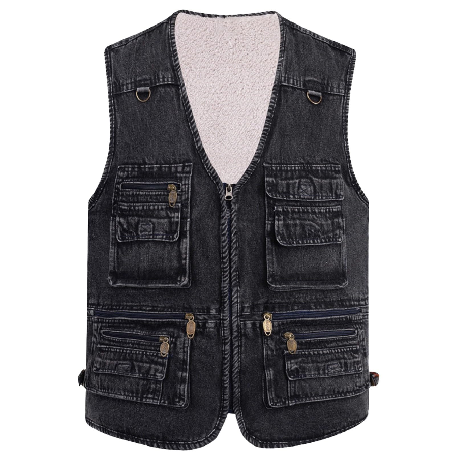 Generisch Gilet invernale da uomo, marrone, in pelle scamosciata | Gilet da discoteca, da matrimonio, per il tempo libero, da pesca, invernale, in pelle, da uomo