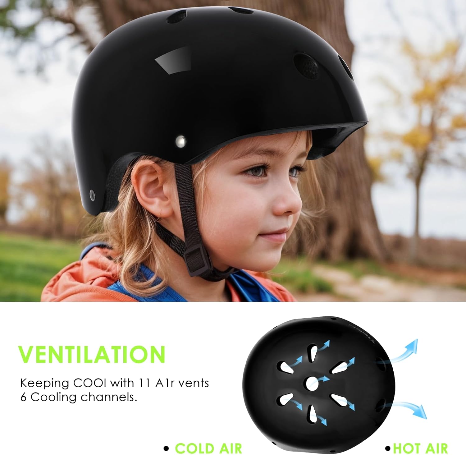 TOMSHOO Adjustable Helmet for Ages 5-16 Kids Toddler Boys Girls Youth,Protective Gear Set with Elbow Knee Wrist Pads for Skateboard, Bike, Skating, Cycling Roller Skate