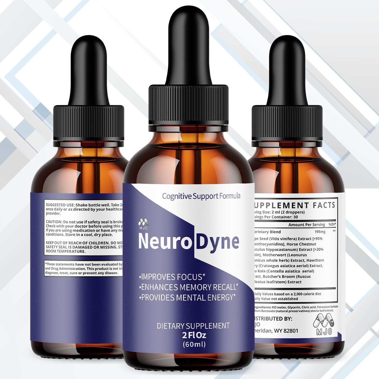 (2 Pack) Neurodyne Drops, Official Neurodyne Memory Drops with All Natural Ingredients, Advanced Neuro Dyne Supplement for Joint Health and Nerve Support with Vitamins for Women and Men (60 Servings)