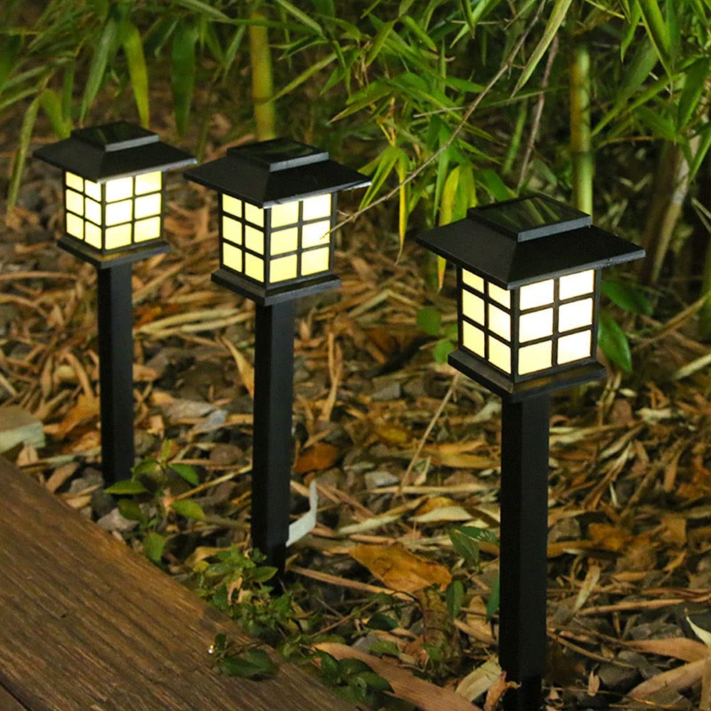 4 opakowania zewnętrznych latarni świetlnych, solarnych lamp słupkowych, zasilanych energią słoneczną na zewnątrz, wodoodporne lampy ogrodowe, trawnik ogrodowy, oświetlenie słupków na ścieżki