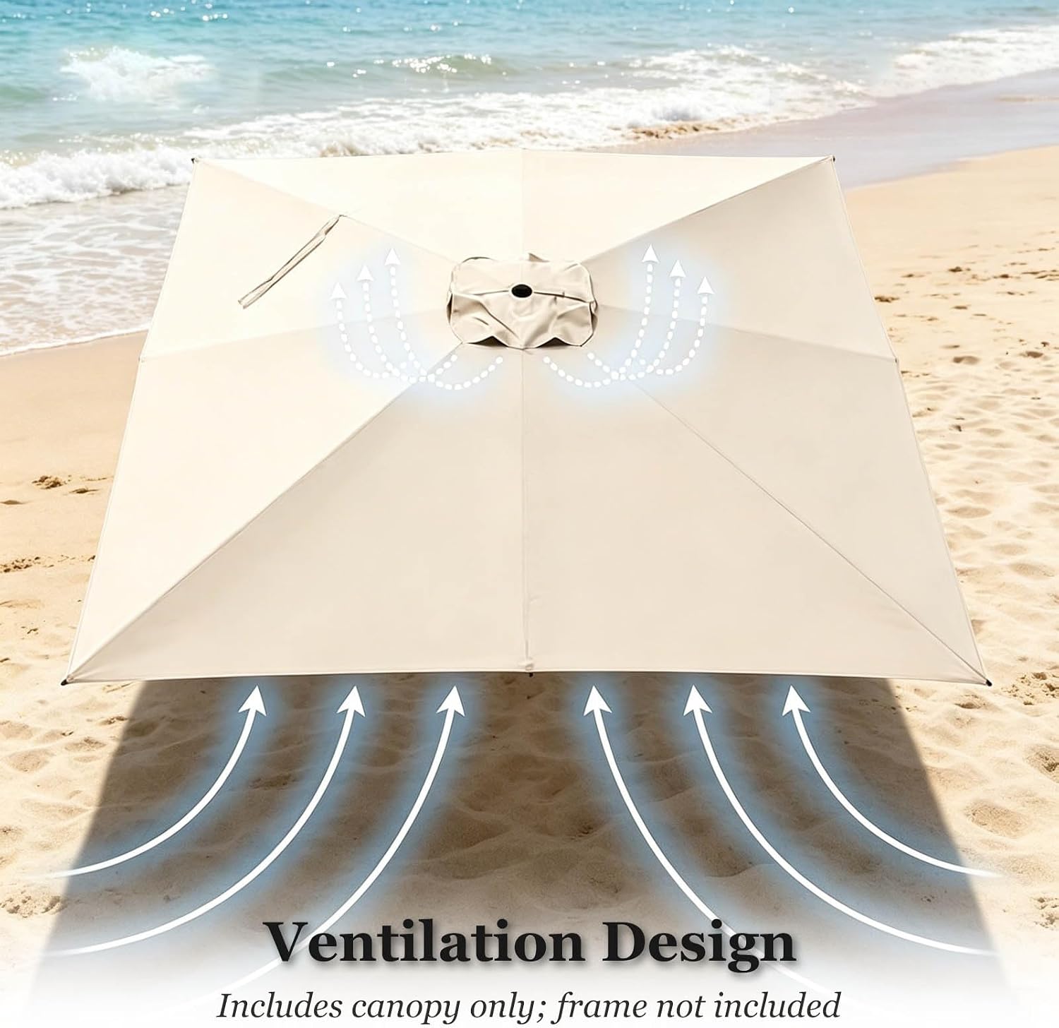 Cantilever Umbrella Replacement Canopy for 7 Ribs Square Umbrella,Offset Parasol Top Cloth Replacement Fabric For Yard Market Beach,Canopy Replacement ONLY, Frame NOT Included(Grey,9.8x13ft)