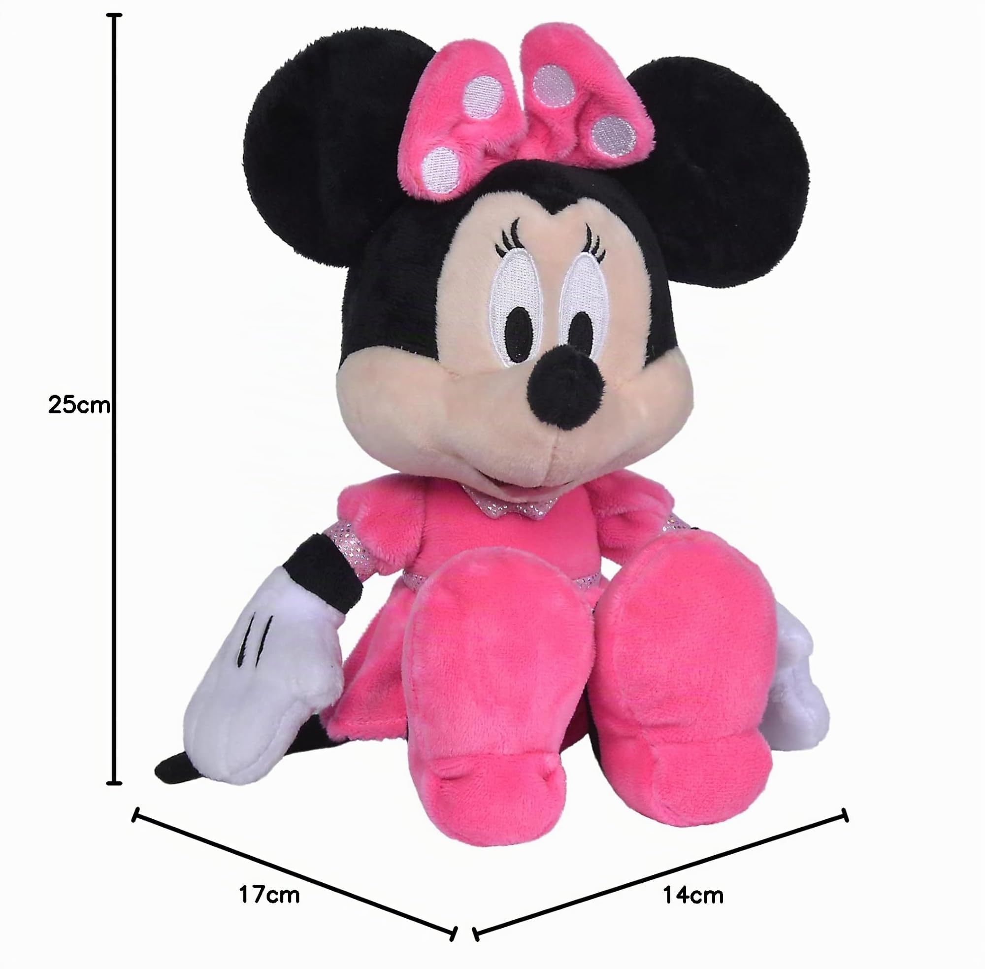 Simba Toys - Peluche Disney Minnie Mouse, Material Suave y Agradable, 100% Original, Apto para Niños y Niñas de Todas Las Edades - 25 cm (6315870227)