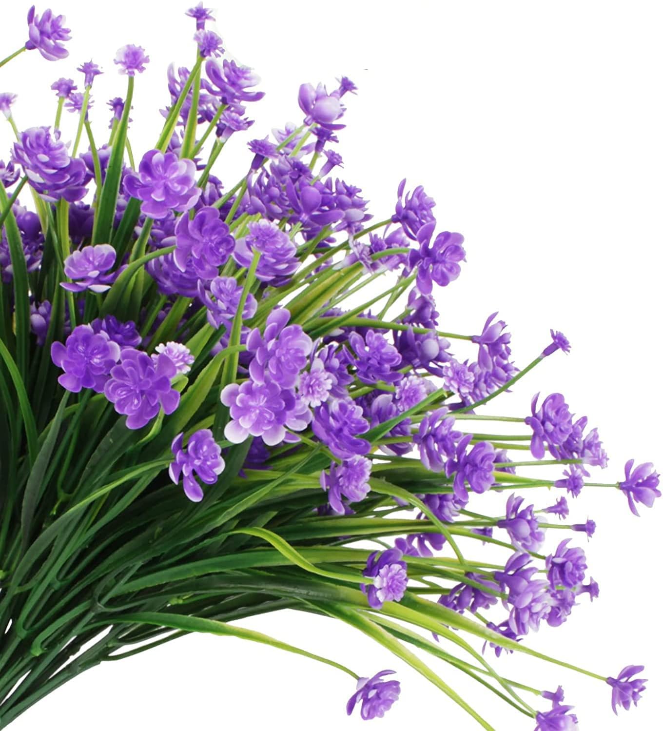 12Pcs Artificial Flowers Outdoor Decorations,Greenery Shrubs Plants Artificial Plastic Flowers UV Resistant No Fade Fake Flowers Indoor Outside Hanging Plants Home Garden Porch Decor (Purple)