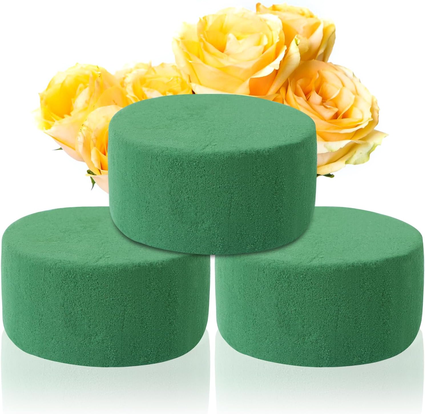 MIDELONG Round Floral Foam Blocks, 3.2" X 1.6" Green Wet