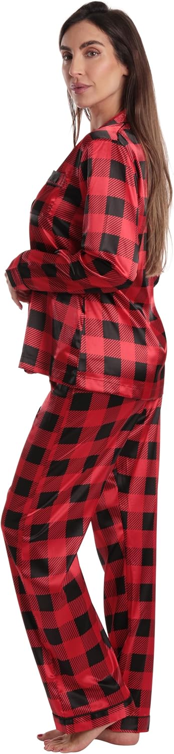 Just Love Satin Pajama Set for Women – Long Sleeve Button Down Womens Pajama Sets – Soft Loungewear & Sleepwear Sizes (S-3X) - Image 2
