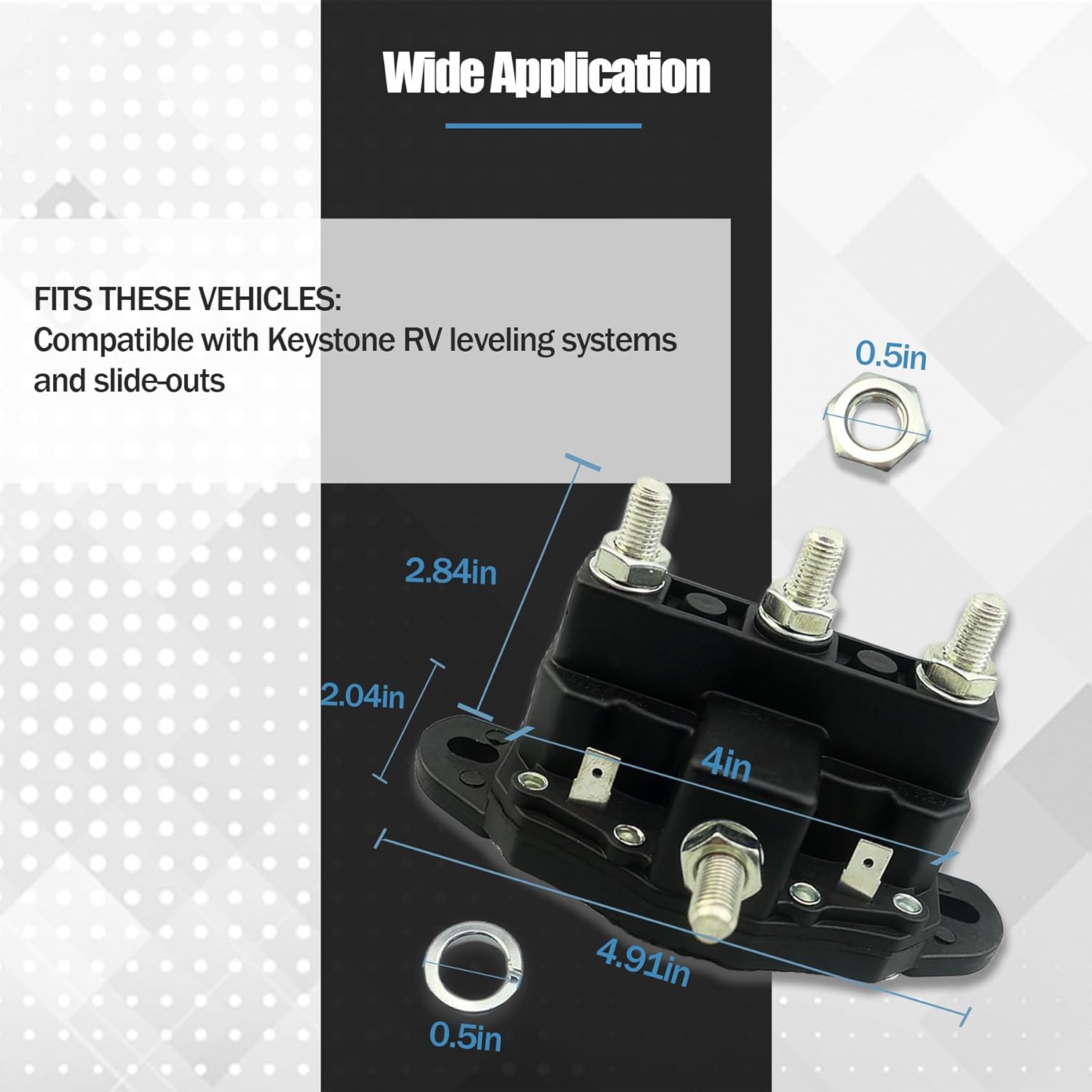 Dual-Polarity Reversing Solenoid 118246 with Silver/Bronze Alloy Posts Fit for Lippert for Keystone RV Hydraulic Leveling Systems and Slide-Outs