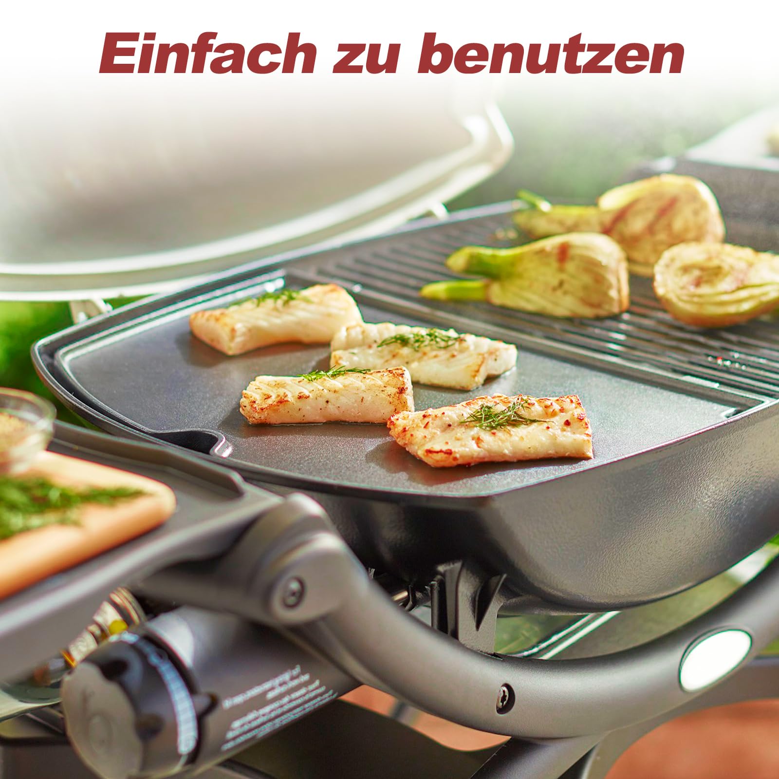 6558 Grillplatte für Weber Q100 q1200 Elektro Q1400 q1000 q1400 gasgrill, 32CM Gusplatte for Weber Q100 Q1000 Serie Q120 Q1200 Grillrost Zubehör Griddle Ersatzteile