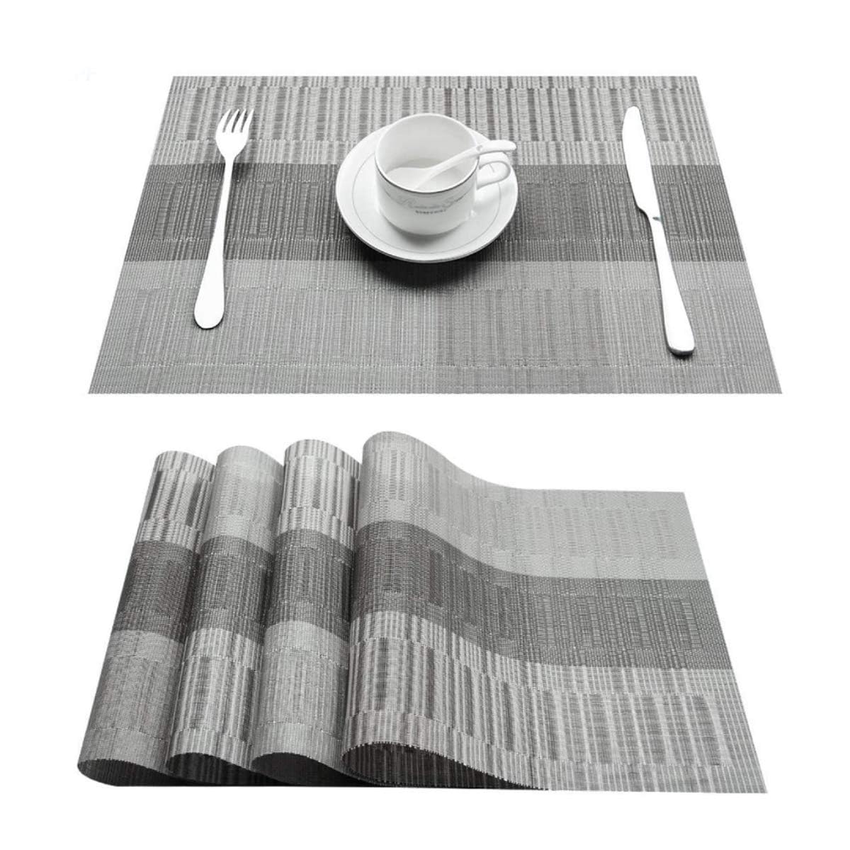 KONSSE Placemats Dining Table Place Mats | Placemats Table Mat PVC Material | Non-Slip Heat Resistant | Dining Tablemates Washable Anti-Skid | Size 45 x 30cm (6 PCS Square Gold) — Amazon image 21