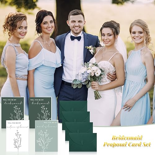 Miniatura 7 de Spakon 16 tarjetas de dama de honor con sobres, acuarela vegetación floral, propuesta nupcial de dama de honor, matrona de honor, regalo invitado