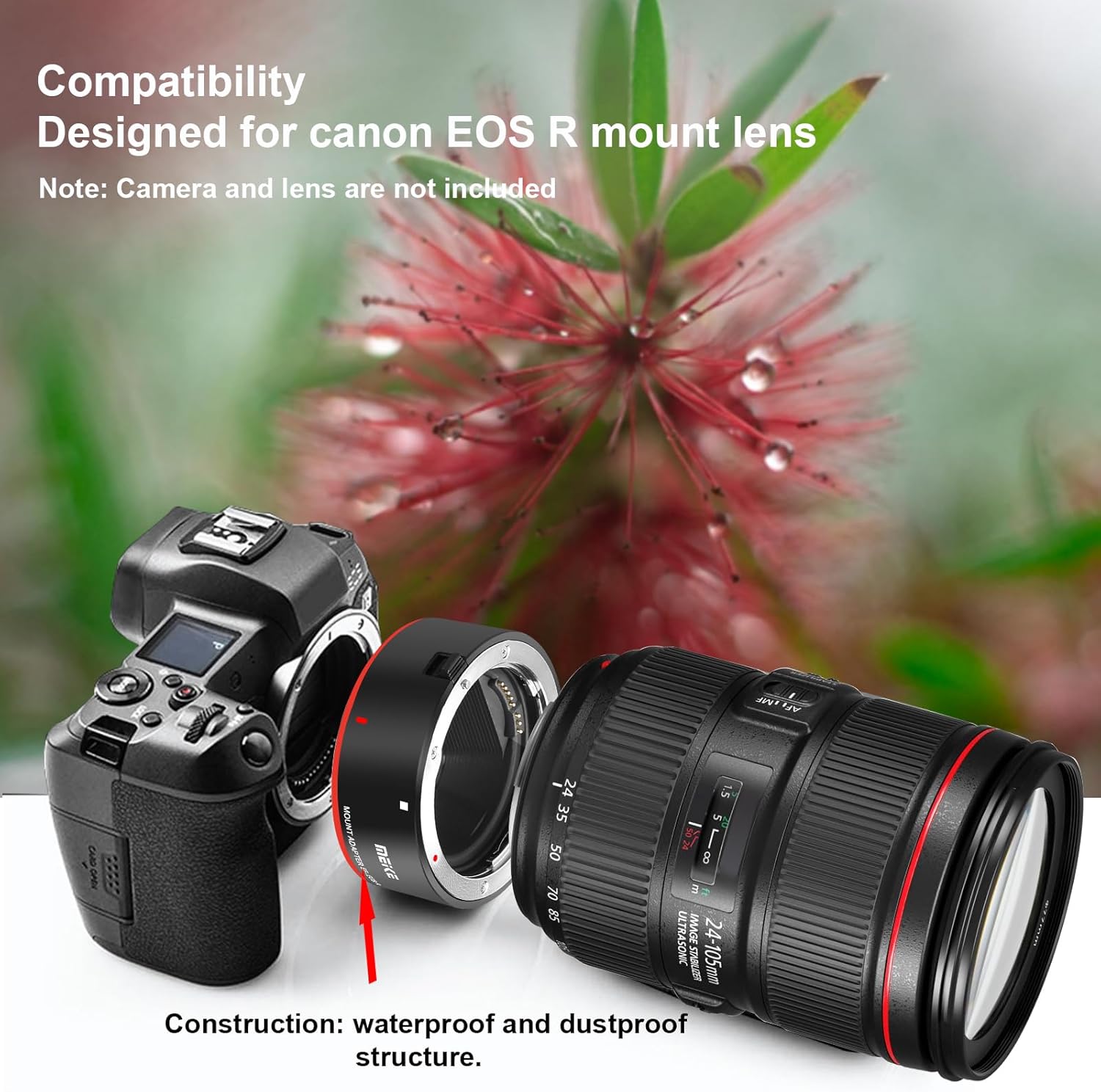 Meike Metal Lens Adapter EF-EOSR Auto-Focus Mount Converter for Canon EF/EF-S Lens to EOS-R EOS-RP R5 R6 R7 R10 C70 and RED Komodo Cameras
