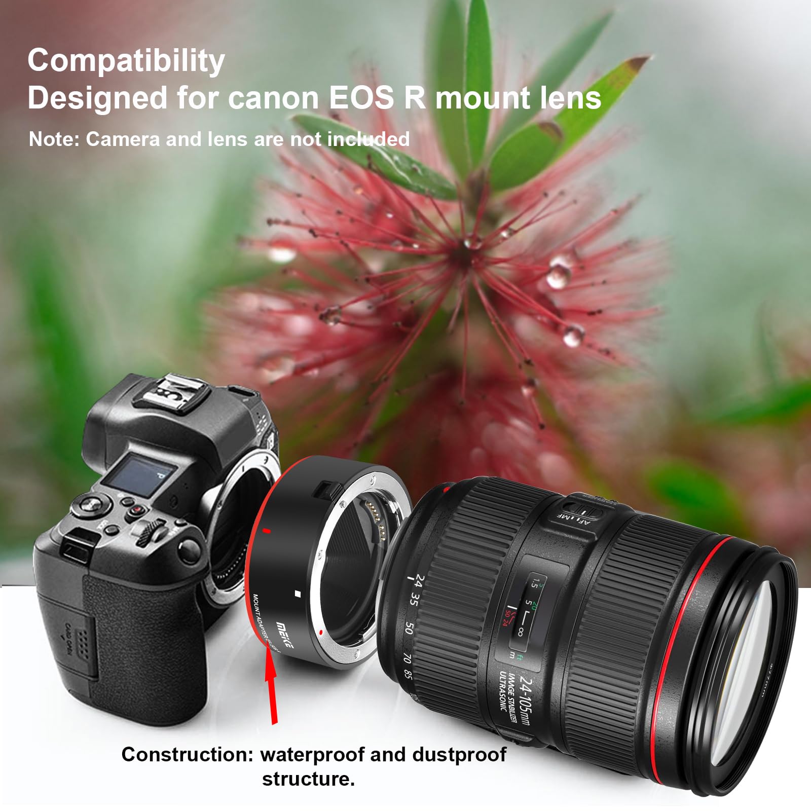 Adattatore Meike EF-EOSR Per Obiettivi Canon EF/EF-S | Autofocus E Diaframma Automatico | Compatibile Con EOS-R, RP, R5, R6, R7, R10, C70, Red Komodo