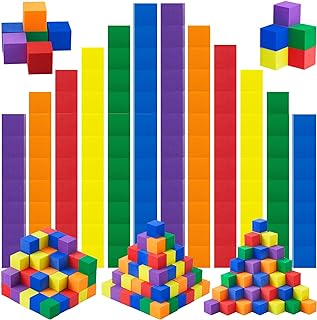 Fuutreo 200 Pieces Foam Blocks 1 Inch Counting Blocks Soft Counting Cubes for Kids Math Learning Small Colored Foam Cubes for Toddlers Preschool Classroom Teacher Supplies, Assorted Colors