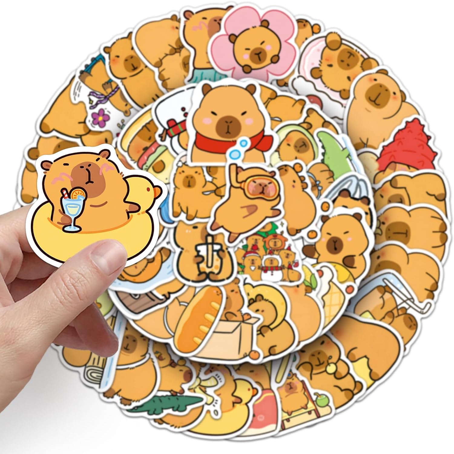 50pcs Capybara Stickers, Cute Animal Stickers for Kids, Vinyl Waterproof Sticker for Water Bottle, Laptop, Phone, Girls Boys Classroom Prizes (Capybara)