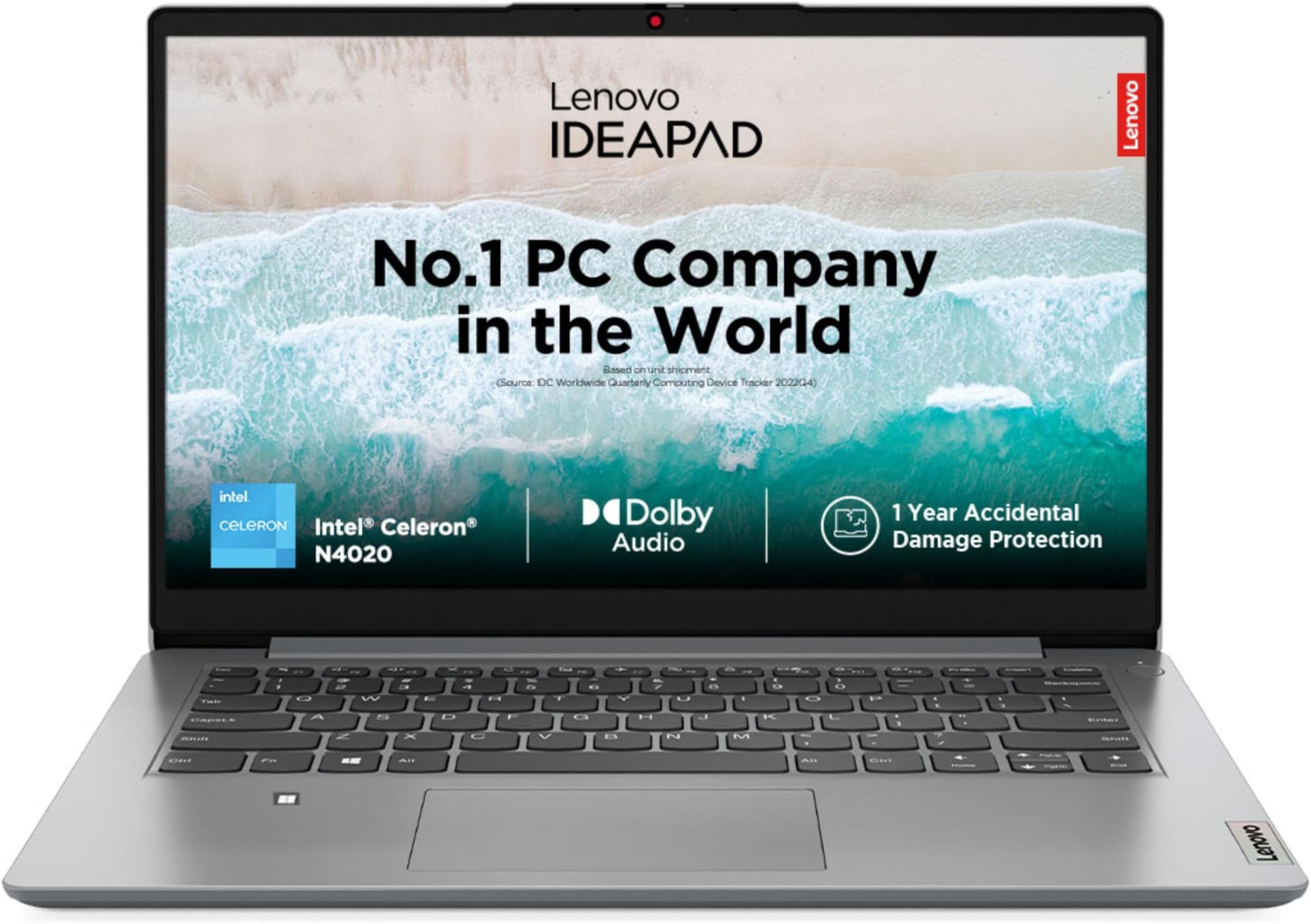 Lenovo IdeaPad 1 Intel Core Celeron N4020 14" HD Thin and Light Laptop (8 GB/256GB SDD/Windows 11 Home/1Yr ADP Free/Cloud Grey/1.3Kg), 82V6005EIN