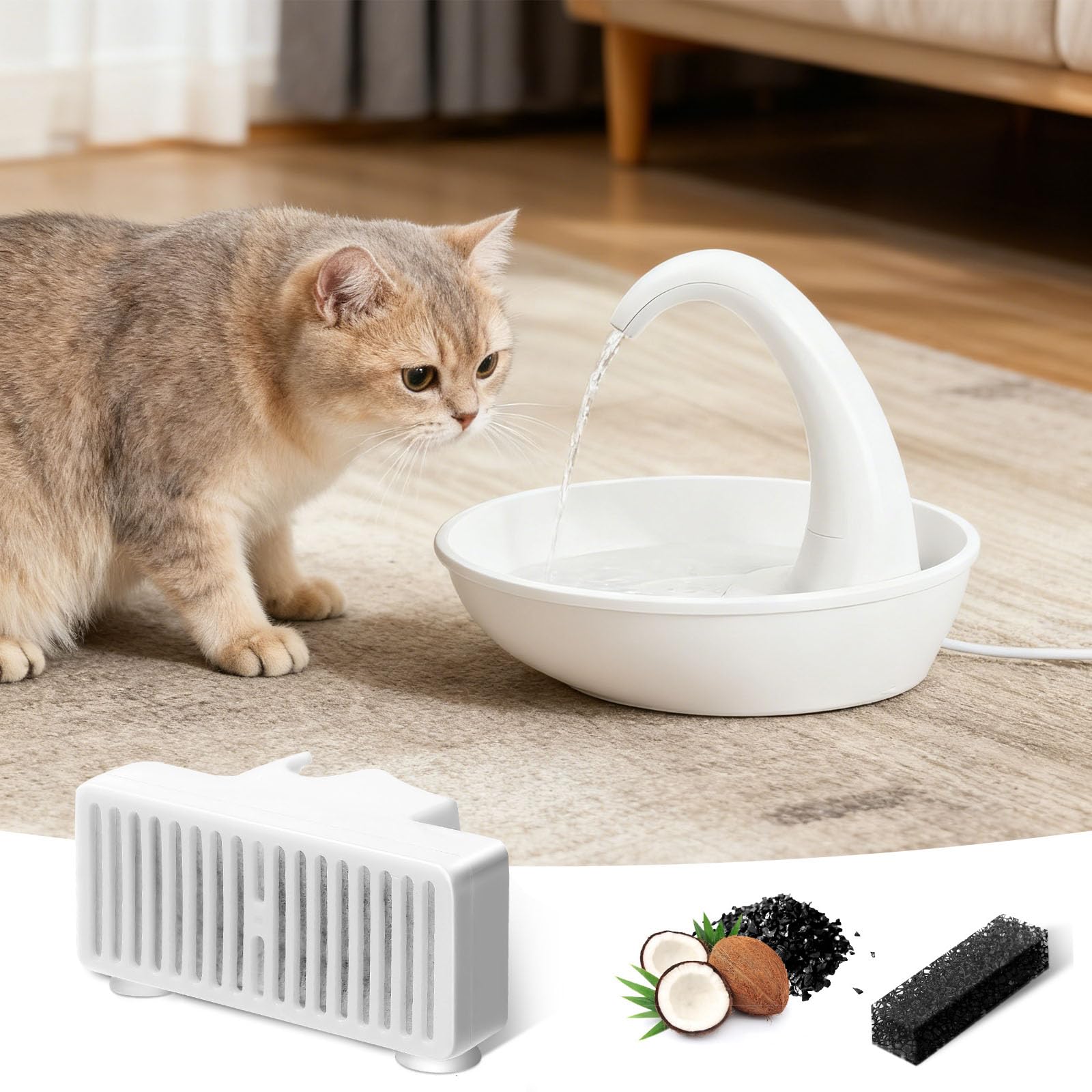 ANBOO 6 sztuk filtrów w kształcie litery T, do fontanny wodnej, do mini i łabędzia, dla zwierząt domowych, filtr T do Pioneer, zwierząt domowych, pióro wieczne