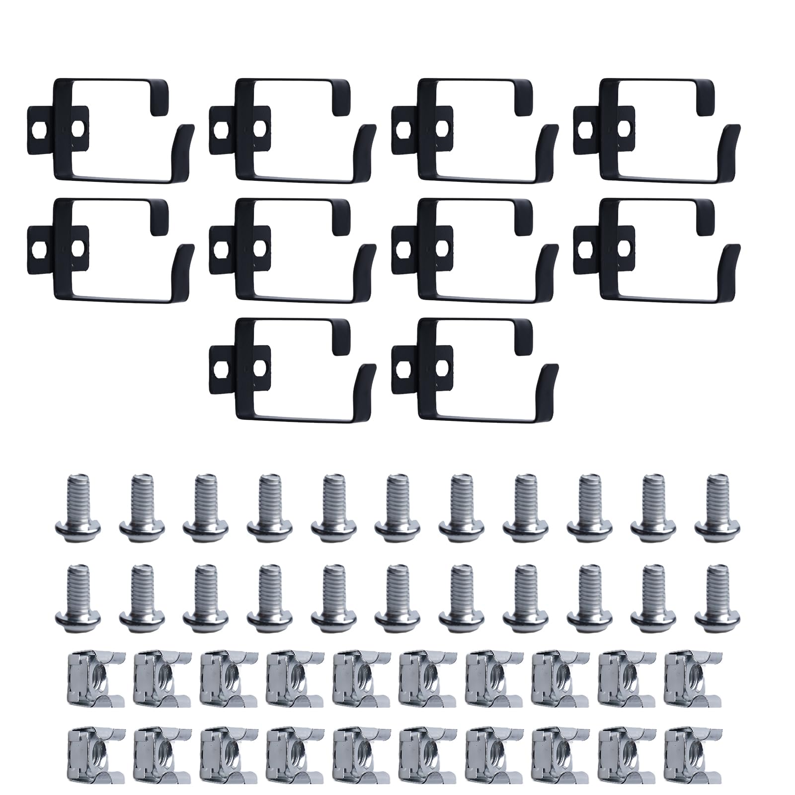 10 unidades de soportes para gestión de cables, armario de servidor de 4,4 x 6 x 5 cm, gestión de cables, kit de gestión de cables, accesorios para rack de servidores con 20 tornillos y 20 tuercas