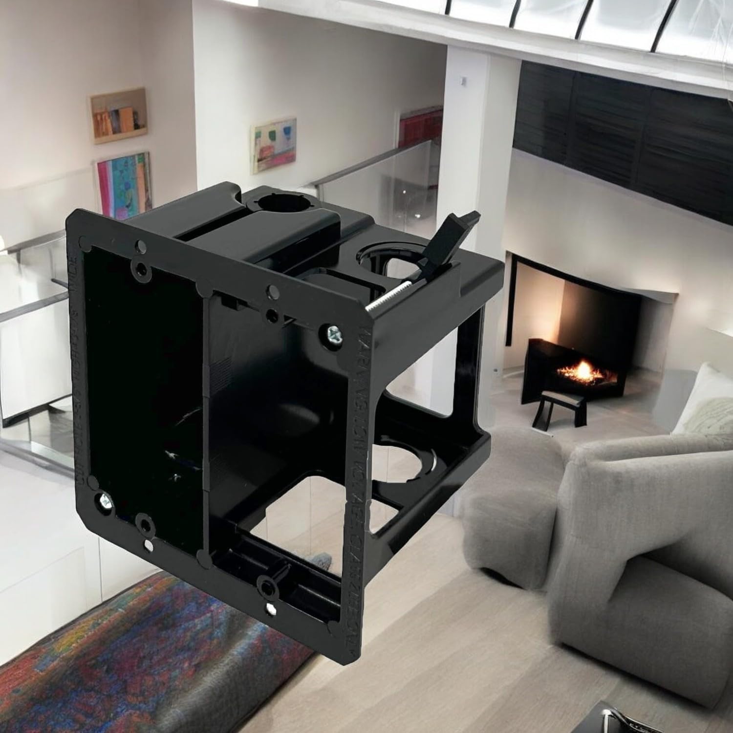 iMBAPrice LVDR2-5 2-Gang Black Combo Electrical/Low-Voltage Box, for Existing Construction, Nail-On with 1/2" & 3/4" Knockouts on Low Voltage Side, 5-Pack