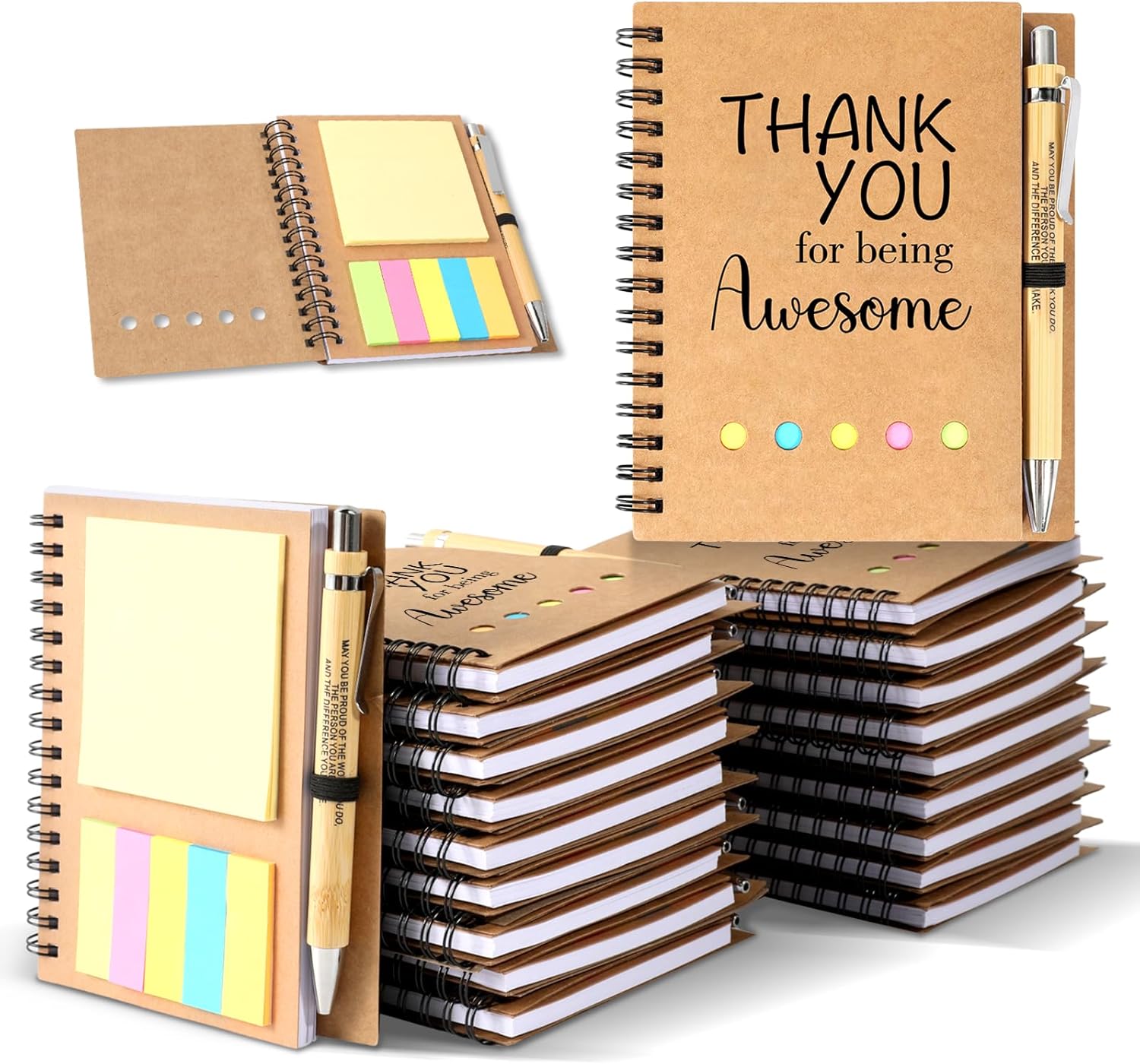 20 Sets Employee Appreciation Gifts Bulk, Thank You Inspirational Spiral Pocket Notebook with Pen, Co Worker Employee Christmas Gifts Bulk, Staff Appreciation Gifts Bulk for Teachers Coworker