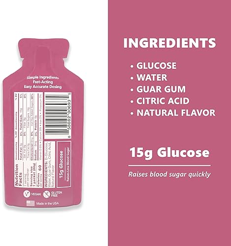 Miniatura 5 de Gel líquido de glucosa, 15 paquetes  0.53 oz de glucosa de acción rápida para aumentar el nivel bajo de azúcar en la sangre