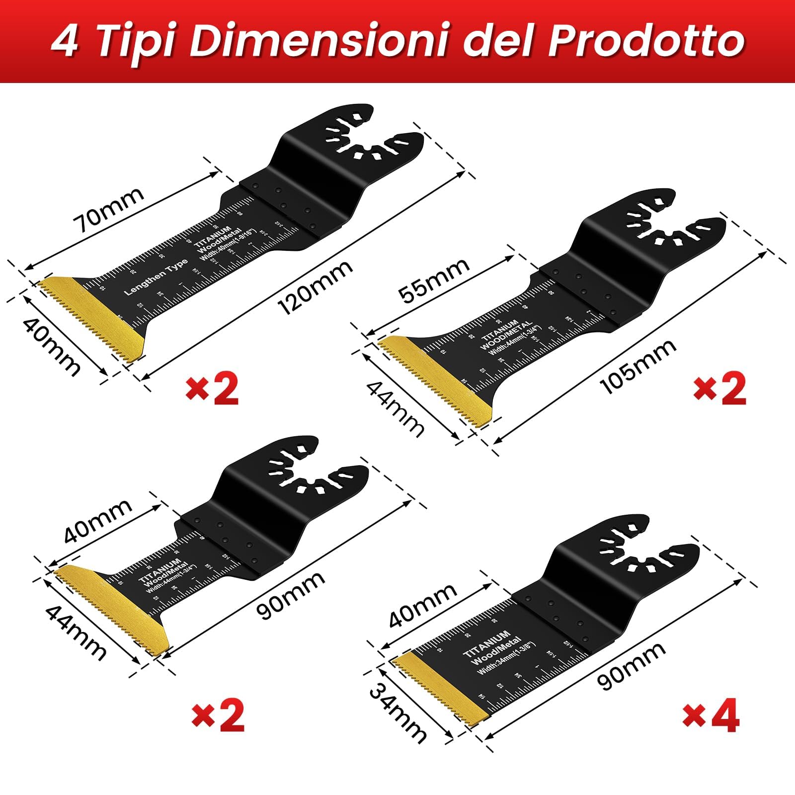 10Pezzi Titanio Lame Utensile Multifunzione Accessori per Utensili Oscillanti Lame Multifunzione Compatibili con DeW Makita Rockwell Bosch Milwaukee (10pz)