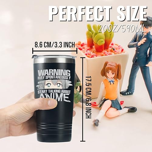 Miniatura 10 de Onebttl Regalos de anime para hombres, mujeres y niños, vasos de acero inoxidable con aislamiento al vacío de doble pared de 20 onzas, regalos de