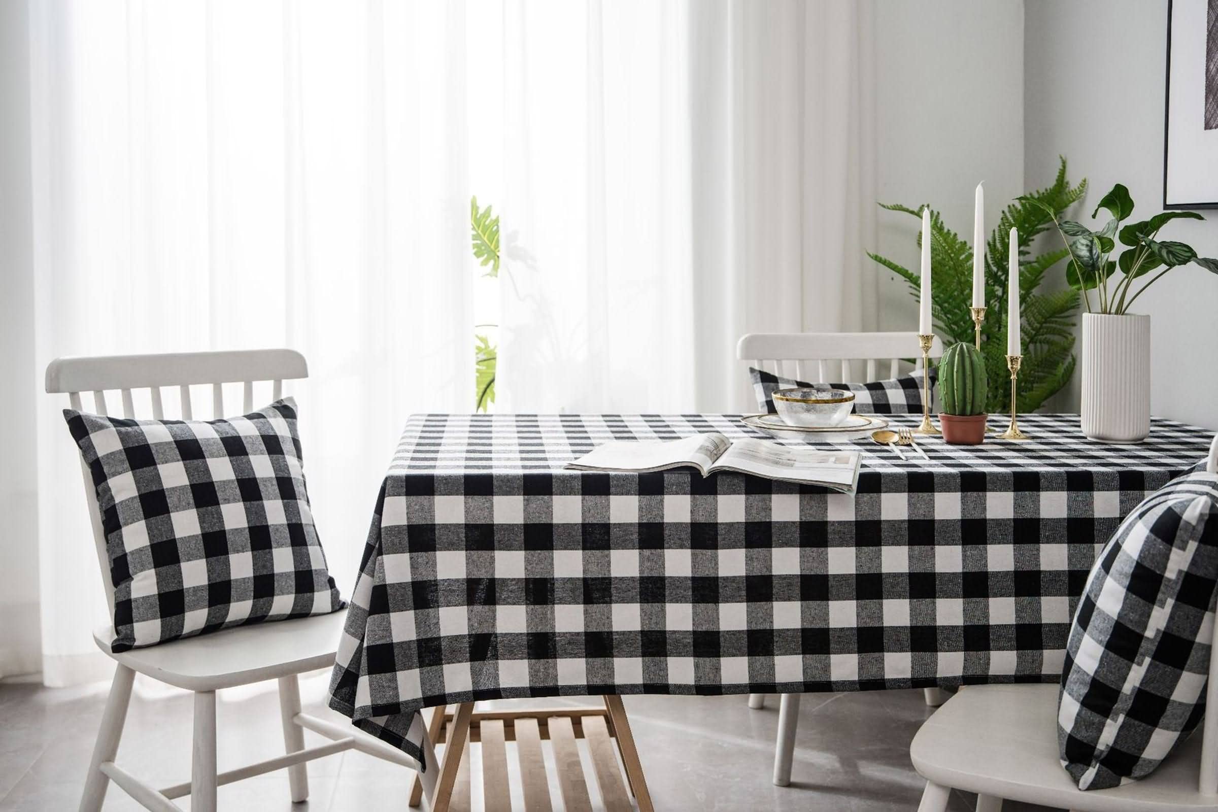 Mantel para Mesa Camilla Rectangular Antimanchas Tela Celosía De 4Cm Taller Manteles Cumpleaños Blanco Negro Sabana Algodon Protección Decoración 140X140Cm