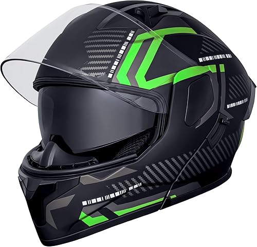 Miniatura 8 de Cascos modulares abatibles de doble visera para motocicleta, de cara completa, para adultos, BMX, de cuatro ruedas, para hombres y mujeres, aprobado